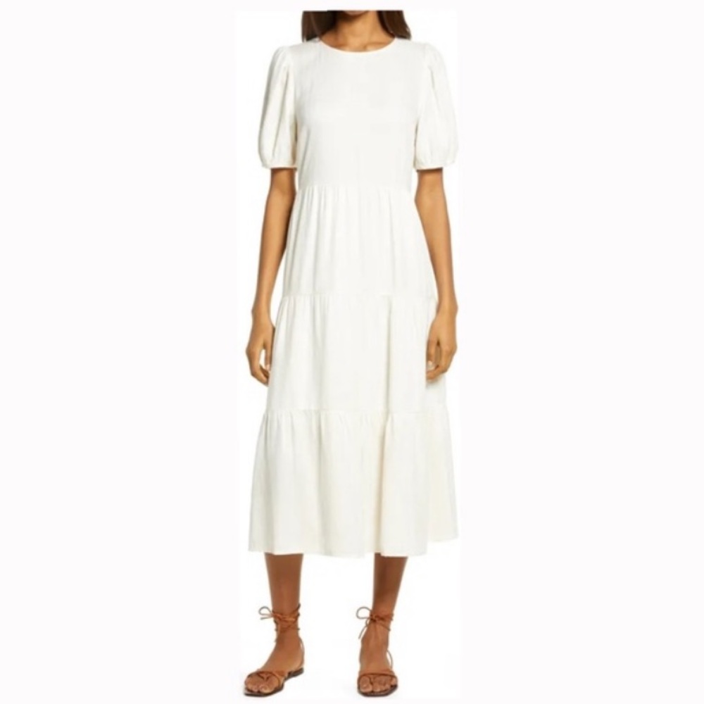 Treasure & Bond Cream Tiered Dress